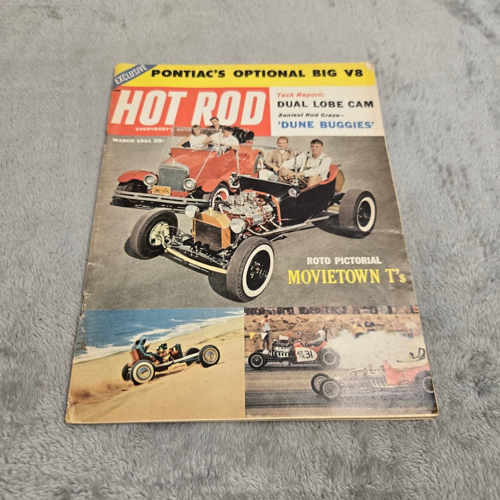 Hot Rod Magazine March 1961 Pontiac Big V8 Dune Buggies Movietown Ts Vintage